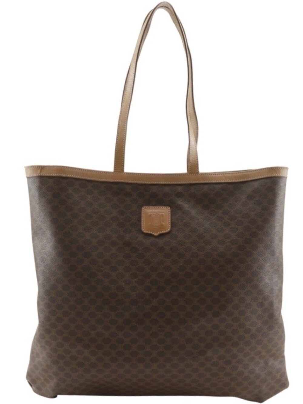 CELINE Old Celine Tote Bag Macadam Pattern Brown PVC unisex